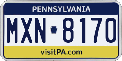 PA license plate MXN8170