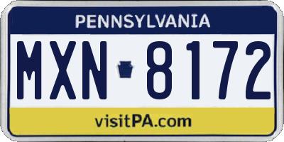 PA license plate MXN8172
