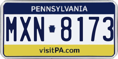 PA license plate MXN8173