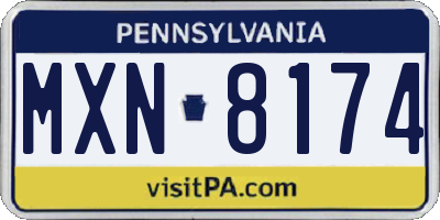PA license plate MXN8174