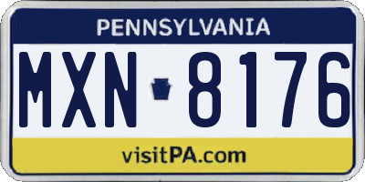 PA license plate MXN8176