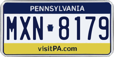 PA license plate MXN8179