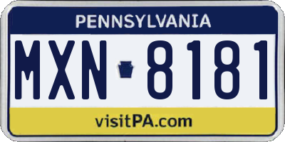 PA license plate MXN8181