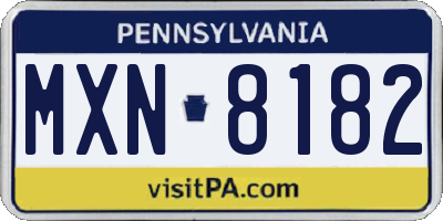 PA license plate MXN8182