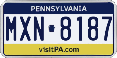PA license plate MXN8187