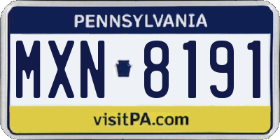PA license plate MXN8191