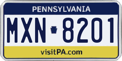 PA license plate MXN8201