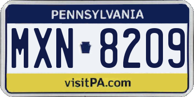 PA license plate MXN8209