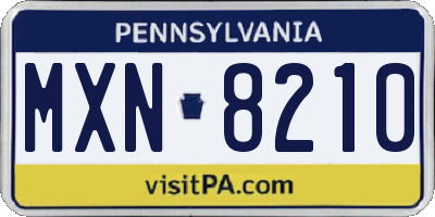 PA license plate MXN8210