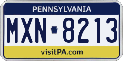 PA license plate MXN8213