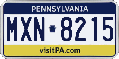 PA license plate MXN8215
