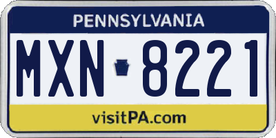 PA license plate MXN8221