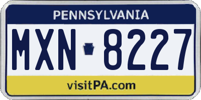 PA license plate MXN8227