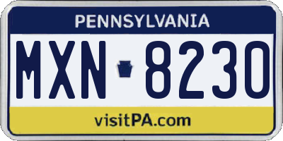 PA license plate MXN8230