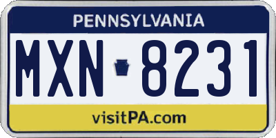 PA license plate MXN8231