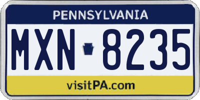 PA license plate MXN8235