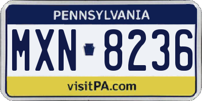 PA license plate MXN8236