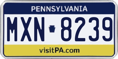 PA license plate MXN8239