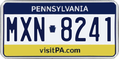 PA license plate MXN8241