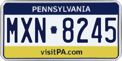 PA license plate MXN8245