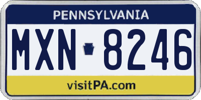 PA license plate MXN8246