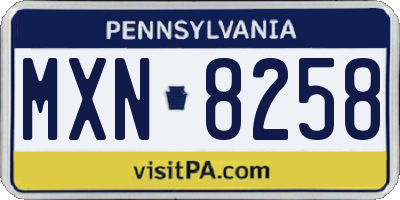 PA license plate MXN8258