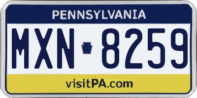 PA license plate MXN8259
