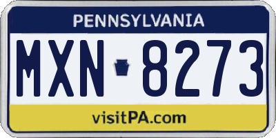 PA license plate MXN8273
