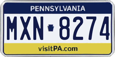 PA license plate MXN8274