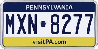 PA license plate MXN8277