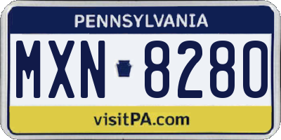 PA license plate MXN8280