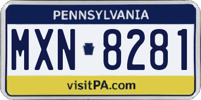 PA license plate MXN8281