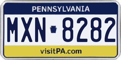 PA license plate MXN8282