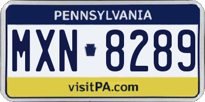 PA license plate MXN8289
