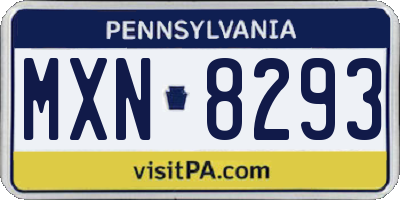 PA license plate MXN8293