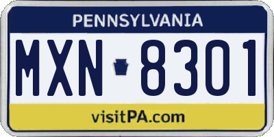 PA license plate MXN8301