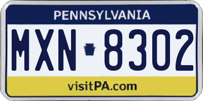 PA license plate MXN8302