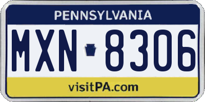 PA license plate MXN8306
