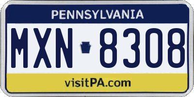 PA license plate MXN8308