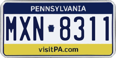 PA license plate MXN8311