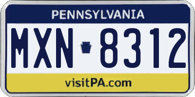 PA license plate MXN8312