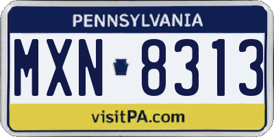 PA license plate MXN8313
