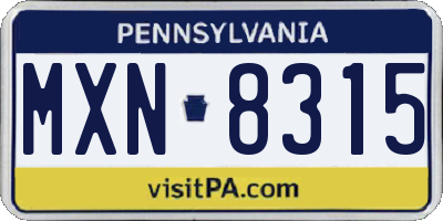 PA license plate MXN8315