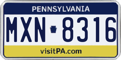 PA license plate MXN8316
