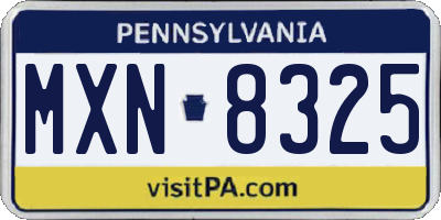 PA license plate MXN8325
