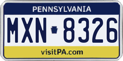 PA license plate MXN8326