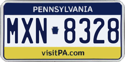 PA license plate MXN8328