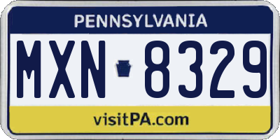PA license plate MXN8329