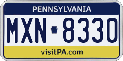 PA license plate MXN8330