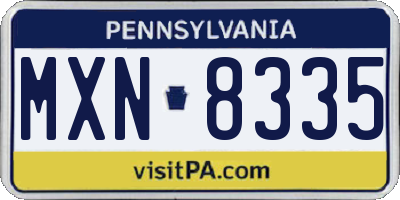PA license plate MXN8335
